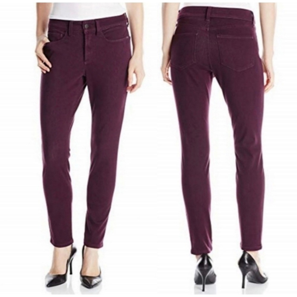 NYDJ Jeans Alina Legging 4 Wine Burgundy Skinny Pants High Rise Stretch